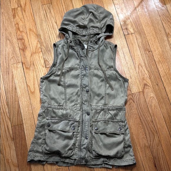 Kenneth Cole Reaction Olive Hooded Vest Women’s S - Picture 1 of 8